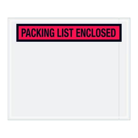 Box Packaging Panel Face Envelopes, "Packing List Enclosed" Print, 12"L x 10"W, Red, 500/Pack PL435